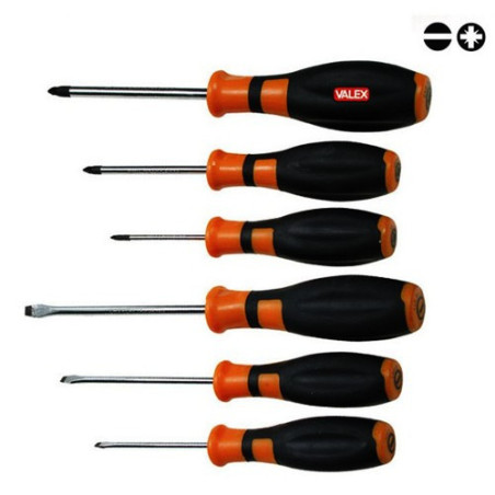 Screwdrivers for Flat and Pozidriv Srews Set 6 pcs CRV
