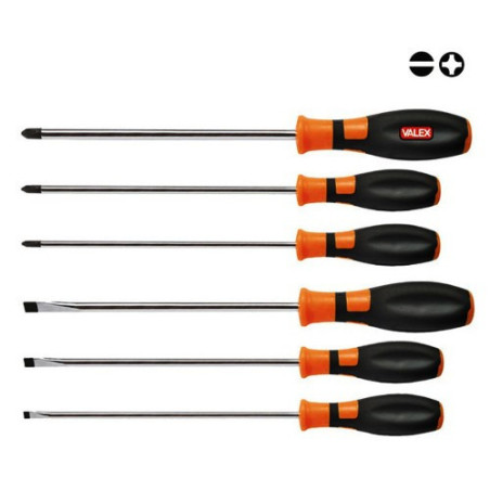 Screwdrivers Long for Screws Flat and Phillips Set 6 pcs CRV