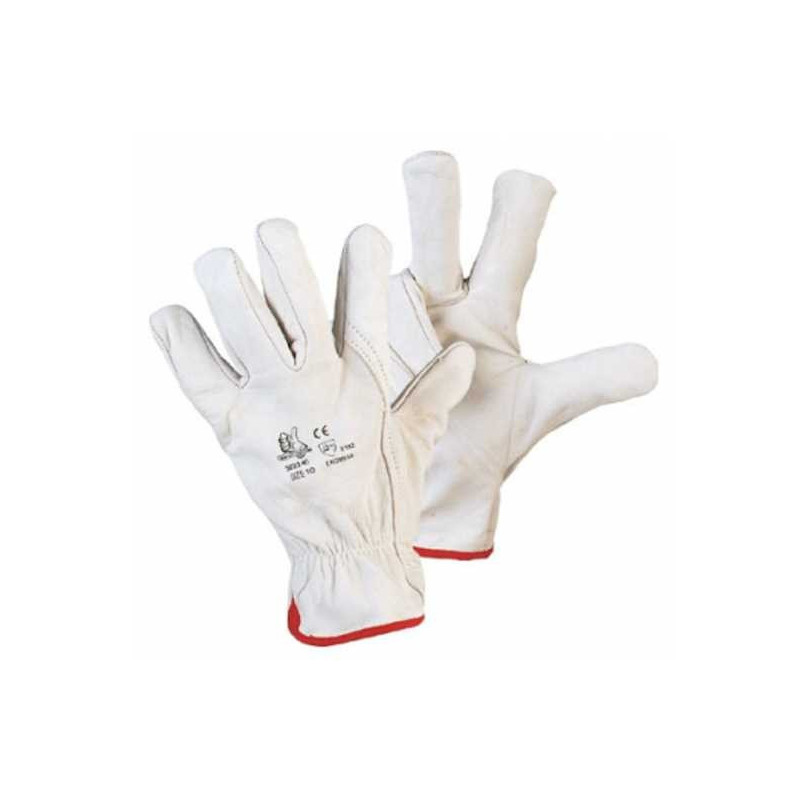 Leather Gloves White Flower Sz. 9