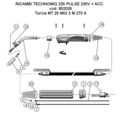 Ricambi Telwin per Saldatrice Technomig 225 PULSE 230V