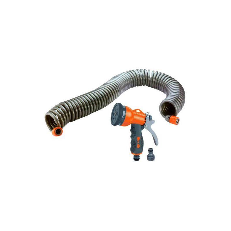 Spiral hose with gun
