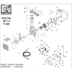 Ricambi Fiac per Compressore ECU 201 HP 1,5 F206 - Esploso