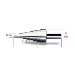 Conical milling cutter flaring stepped