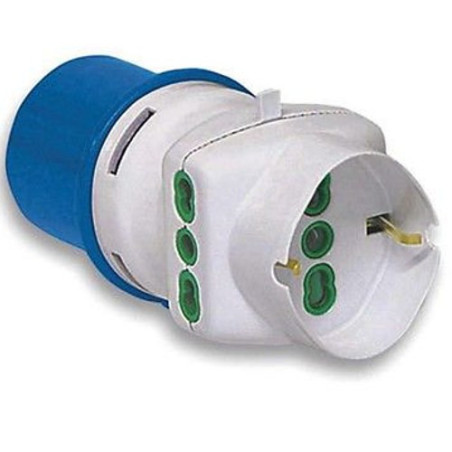 Adattatore Industriale 3 Prese 1 Schuko+2 Bipasso Mistral 131100