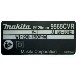 Label 9565CVR for Angle Grinder Makita 9565CVR