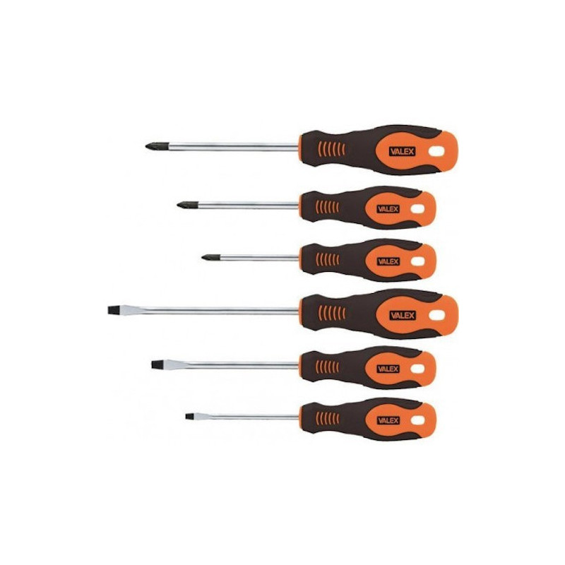 Screwdrivers Slotted and Pozidrive Set 6 Pcs CRV Valex 1463892