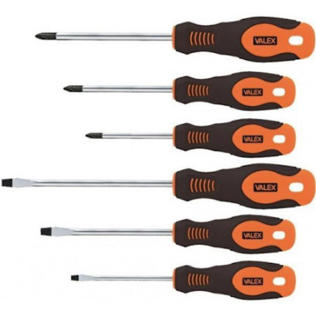 Screwdrivers Slotted and Pozidrive Set 6 Pcs CRV Valex 1463892