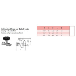 Rubinetto di linea con dado fresato 1/4"