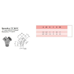 Raccordo a “Y” Maschio/Femmina/Femmina 1/4"