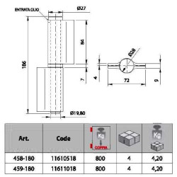 Cernierone da Saldare 2 Ali mm 180