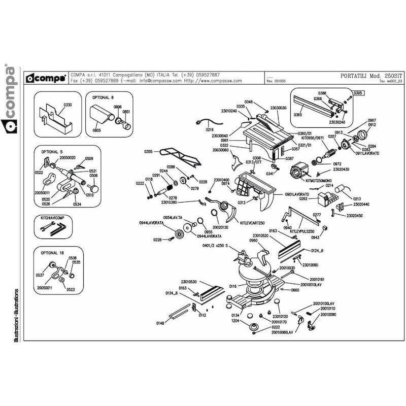 Compa-OMS Spare Parts for Professional Mitre Saw 250 SIT