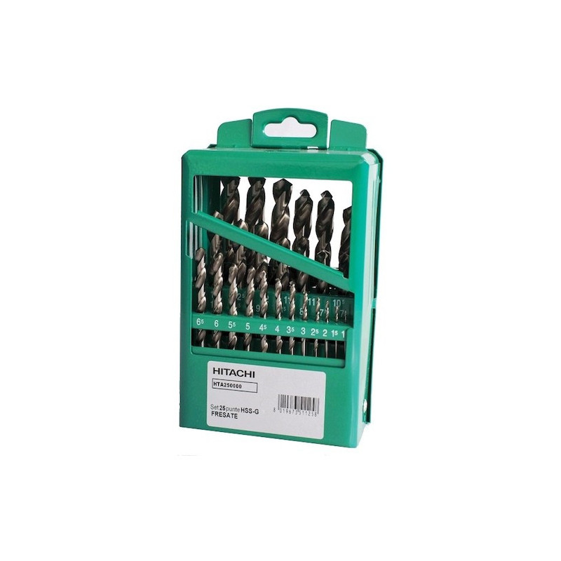 Set Punte hss con codolo cilindrico 25 pz Hitachi