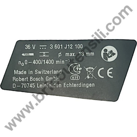 Targhetta Dati per Trapano Bosch GSR 36 V-LI