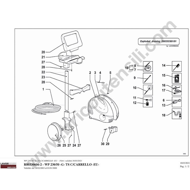 Lavor Original Parts for Pressure Cleaner WP 230/50