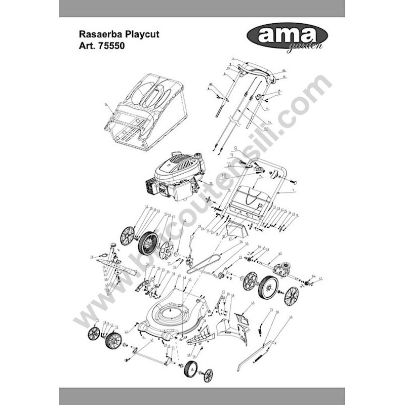 Ama Parts for Self-Propelled Lawnmower LT 46H TEKNICO 75550