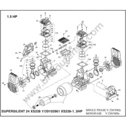 FIAC Parts for Silent Air Compressor SUPERSILENT 24 XS228