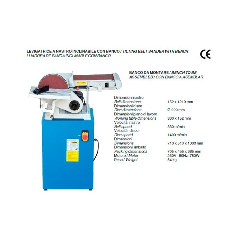 Levigatrice a Nastro Inclinabile con Banco 0662