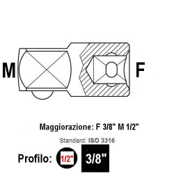 Adattatore Aumentatore F3/8"-M1/2"