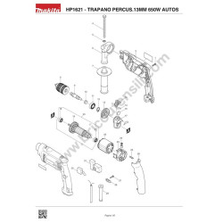 Makita Spare Parts for Percussion Drill HP1621 - Diagram