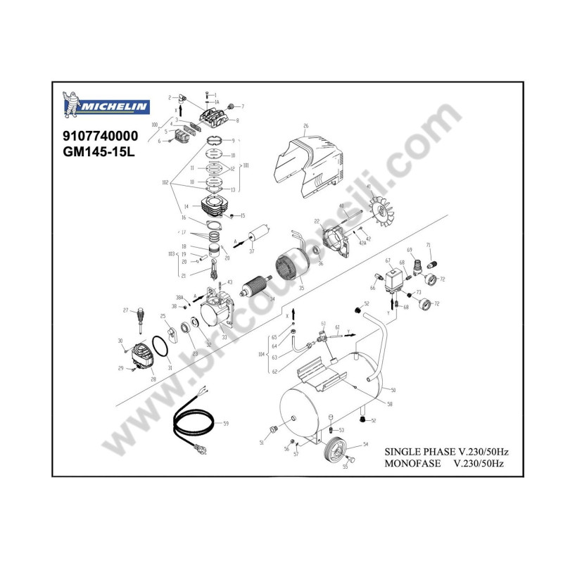 Ricambi Michelin per Compressore GM145-15L - MB15
