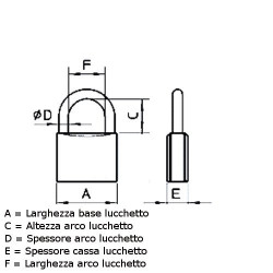 Lucchetti in Ottone ad Arco Normale Importazione