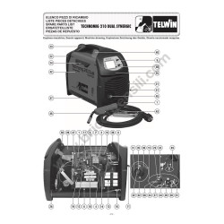 Telwin Spare Parts for Flux Welding Technomig 210 DUAL SYNERGIC 230V - Drawing