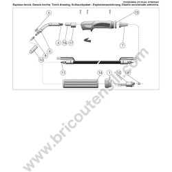 Telwin Spare Parts for Flux Welding Technomig 210 DUAL SYNERGIC 230V - Torch Drawing