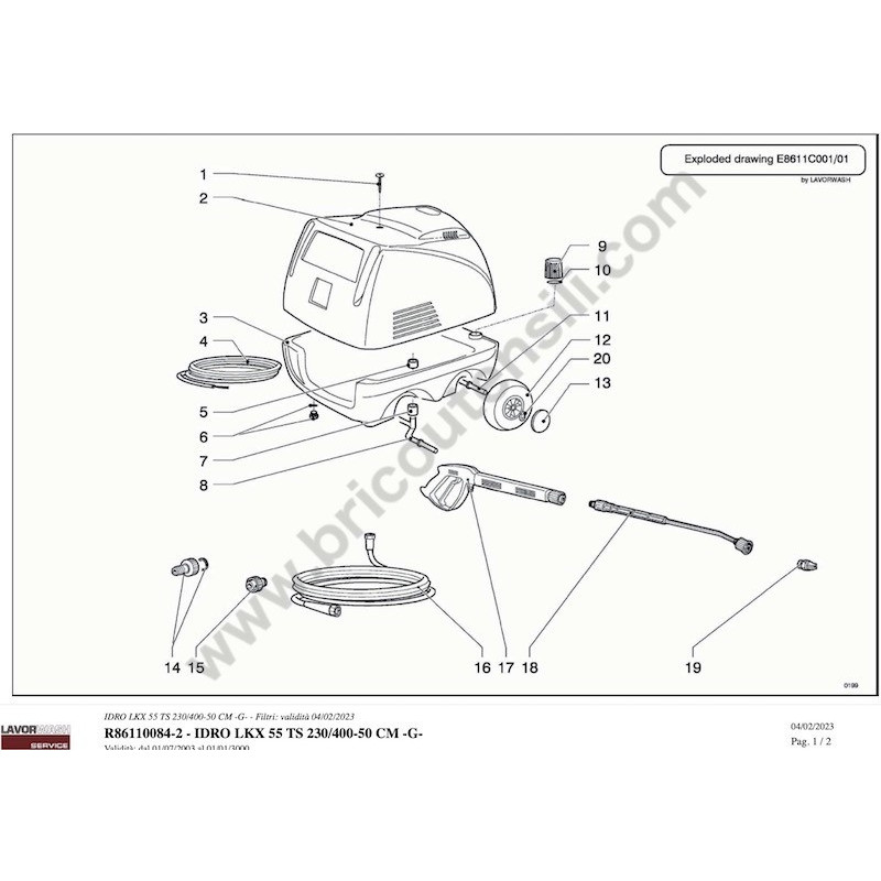 Lavor Original Parts for Pressure Cleaner LKX 55 - Drawing