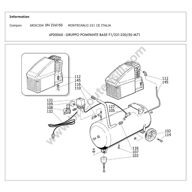 Gruppo Pompante per Compressore a Cinghia A29B BLU