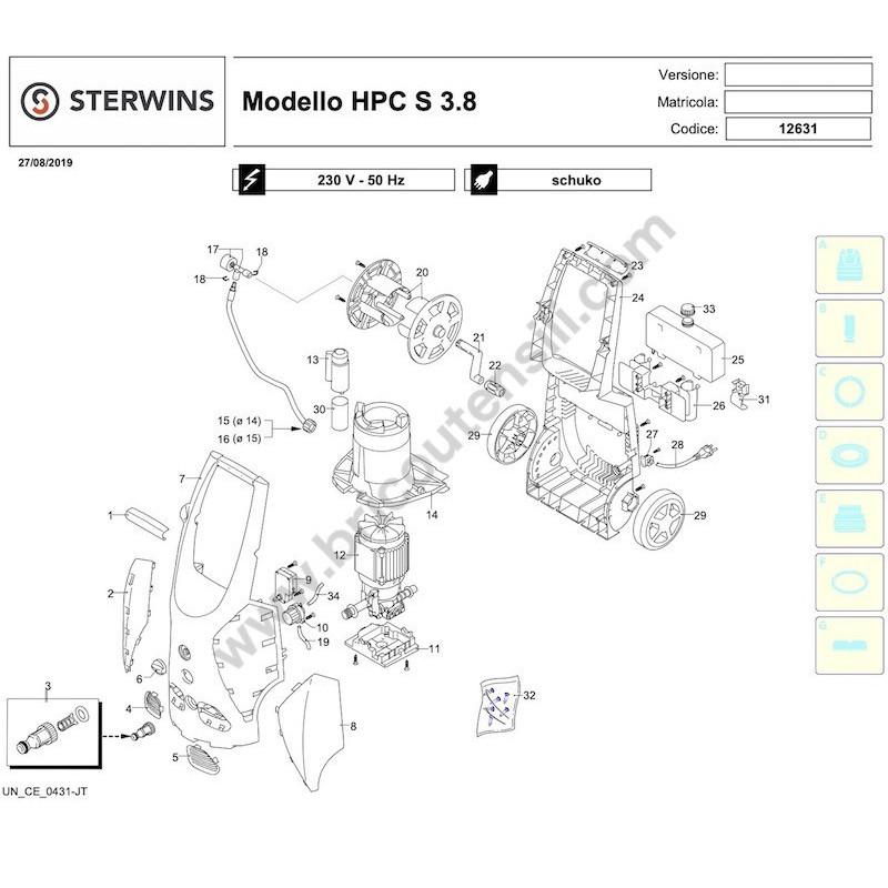 Ricambi per Idropulitrice STERWINS HPC S 3.8 - Esploso