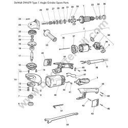 DEWALT DW479 Type 1 Angle Grinder Spare Parts - Drawing