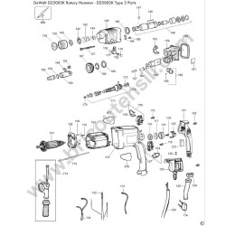 DEWALT D25003K Rotary Hammer Type 3 Spare Parts - Drawing