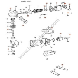 DEWALT DW816 Type 1 Angle Grinder Spare Parts - Drawing
