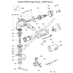 Ricambi DEWALT per Smerigliatrice Angolare DW819 - Esploso