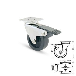 Wheel Furniture Swivel Plate with brake on Nylon bushing