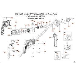 Black & Decker KR806K Hammer Drill Spare Parts - Drawing