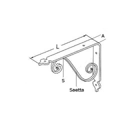 Wrought Iron Shelf "Black" mod. "Rustica" cm 22.5