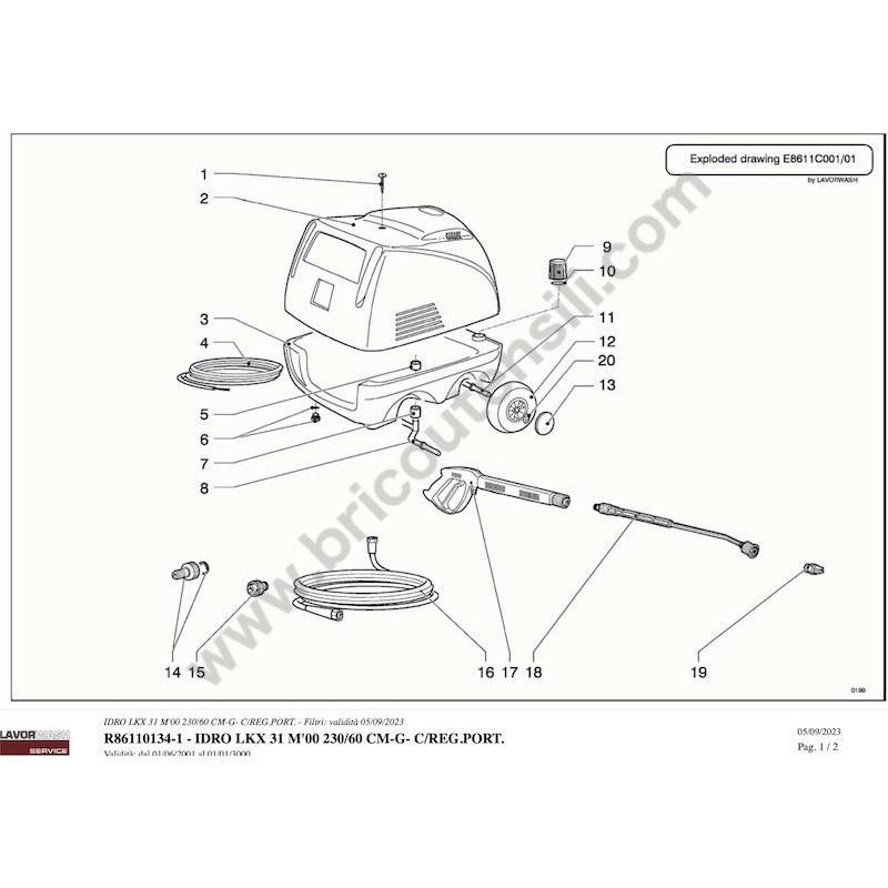 Lavor Pressure Cleaner LKX 31 86110134 Spare Parts - Drawing