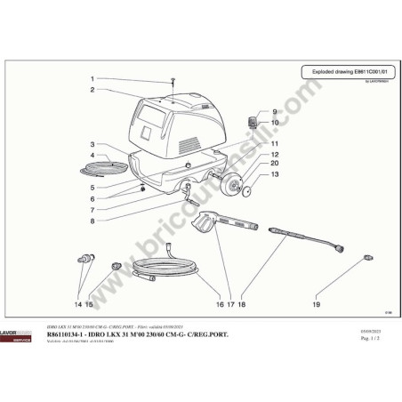Lavor Pressure Cleaner LKX 31 86110134 Spare Parts - Drawing