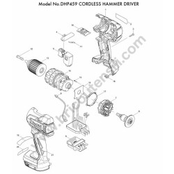 Ricambi Makita per Trapano Avvitatore a Batteria DHP459 - Esploso