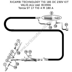 Ricambi Telwin per Saldatrici Inverter TECHNOLOGY TIG 185 DC - Esploso Torcia