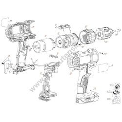 Ricambi DeWalt per Trapano Avvitatore DCD771C2 Tipo 1 - Esploso