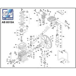FIAC Air Compressor SA 850 Spare Parts - Pump Unit Diagram