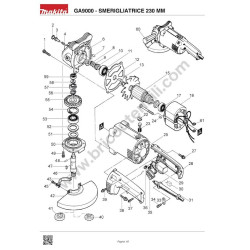Makita Grinder GA9000 Spare Parts - Drawing