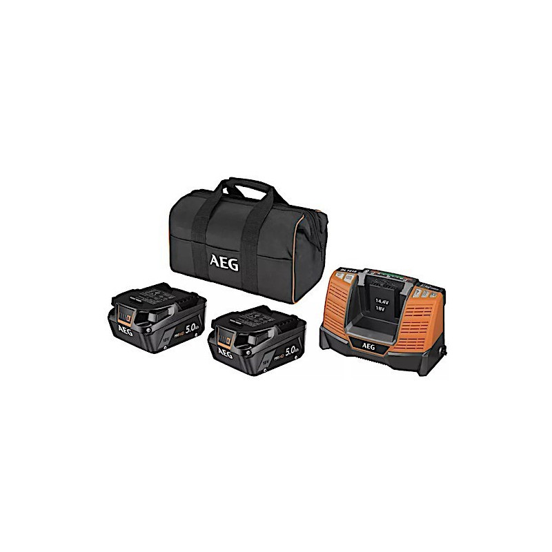 AEG Battery Charger kit + 2 18V 5.0 Ah HD Batteries