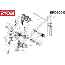 RYOBI RPD800-K Percussion Drill Parts - Drawing