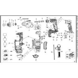 DEWALT Tassellatore DCH333-QW Tipo 1 Ricambi Esploso Main Unit