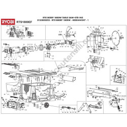 RYOBI RTS1800EF Table Saw Parts - Machine Drawing