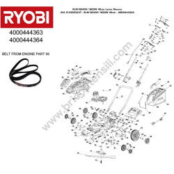 RYOBI RLM18E40H Lawn Mower Parts - Drawing