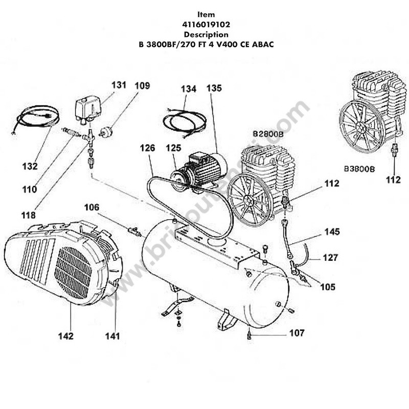 ABAC B3800BF-270 FT 4 Parts - Compressor Drawing